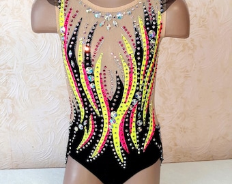 Custom Rhythmic Gymnastics Leotard, Rhinestone Embellished, Made to Measure