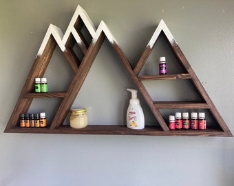 Essential oil storage, Mountain Shelf snow cap, Essential Oils Shelf, Floating shelf, Nursery shelf, Shot glass display
