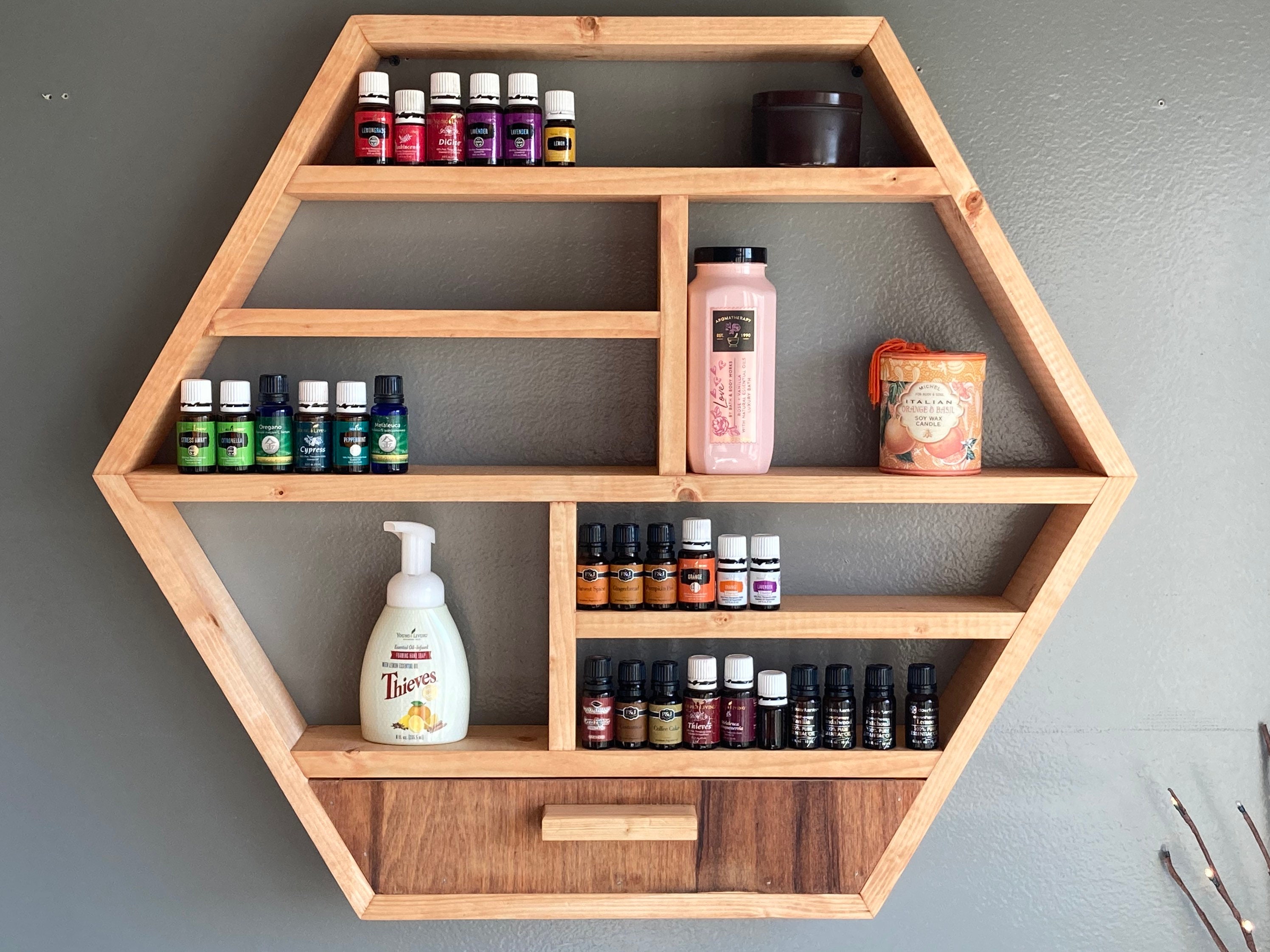 Hexagon Essential Oil Shelf Oil Holder Essential Oil Etsy Canada