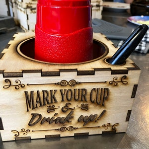 Party cup holder wooden