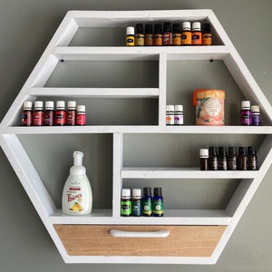 六角形のエッセンシャルオイル棚、オイルホルダー、エッセンシャルオイル収納、ハニカム棚、農家の装飾、大きなマニキュア棚、結婚祝い