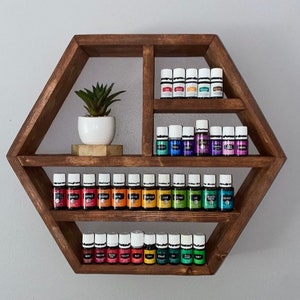 Essential oil storage, Essential oil shelf, large hexagon shelf, oil storage, Rustic shelf, beautiful gift, Mother’s Day gift