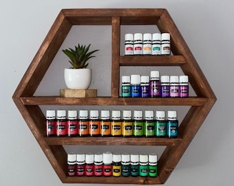 Essential oil storage, Essential oil shelf, large hexagon shelf, oil storage, Rustic shelf, beautiful gift, Mother’s Day gift
