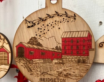 Bridgeton covered bridge Christmas ornament