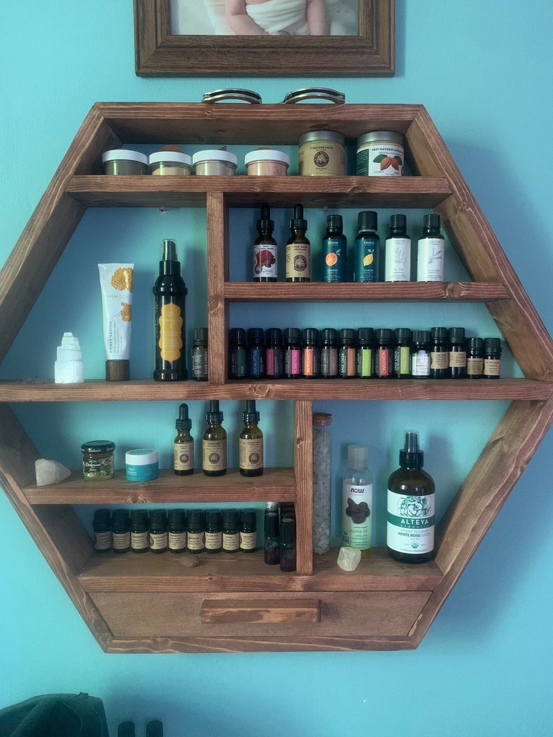 Large Hexagon essential oil shelf Essential oil storage Etsy