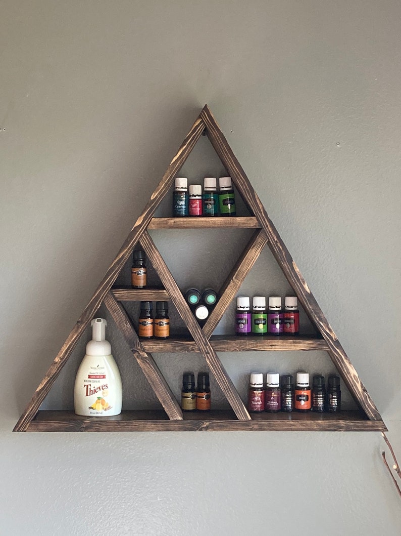 Triangle shelf large wooden shelf crystals shelf plant Etsy