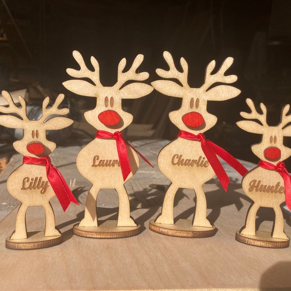 Personalized reindeer family, Christmas ornament, free standing