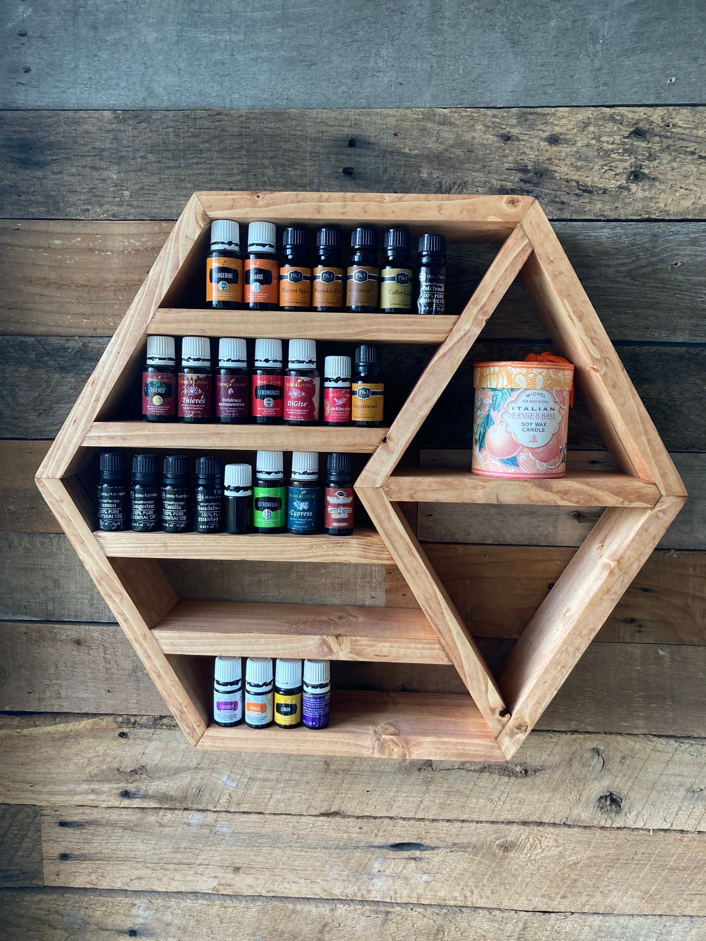 Hexagon essential oil shelf diamond oil shelf oil storage Etsy