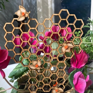 Honeycomb plant trellis with honey bees image 2