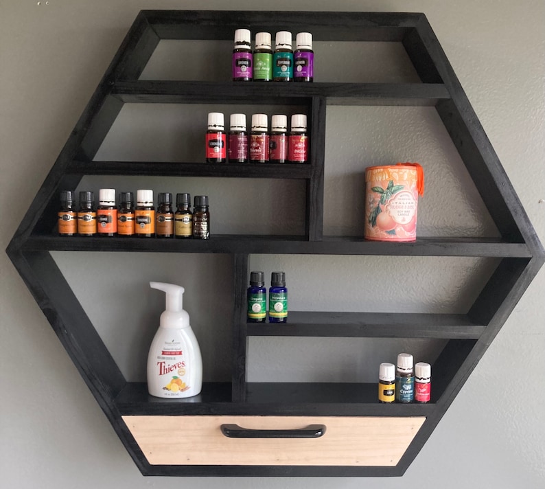 Hexagon Essential Oil Shelf Oil Holder Essential Oil Etsy Canada
