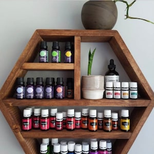 essential oil shelf, essential oil storage, hexagon shelf, oil storage, beautiful gift