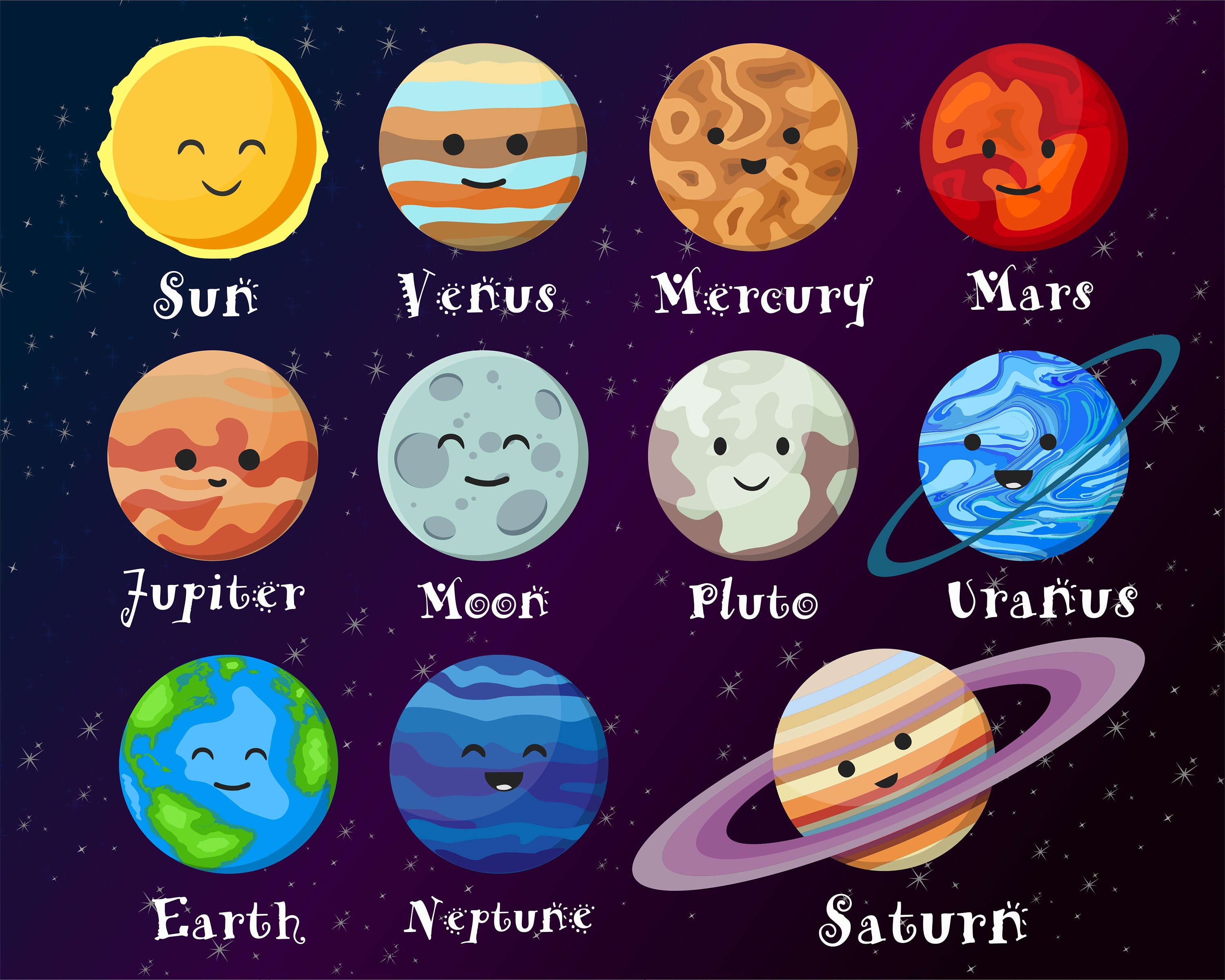 Planeten Planet Clipart Png Eps Svg Raum Sterne Sonnensystem Etsy