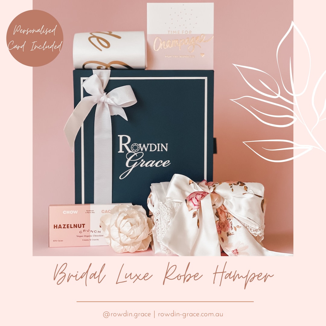 Bride Robe Satin Floral & Plain Robe Gift Box Bridesmaid Etsy