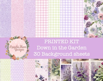 PRINTED KIT - 30 sheets Down in the Garden Background Pages Kit