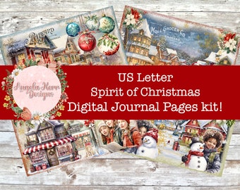 US Letter Size - Spirit of Christmas DIGITAL Journal Pages Kit!