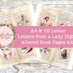 Letters from a Lady Altered Book Pages DIGITAL Kit zdjęcie 1
