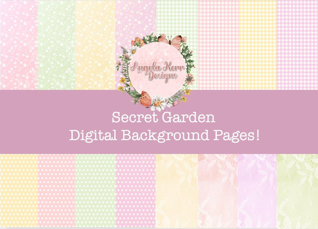 US &amp; A4 SIZE Secret Garden DIGITAL Background Pages - Etsy UK