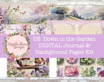US LETTER - Down in the Garden Digital Journal & Hintergrundseiten-Kit!