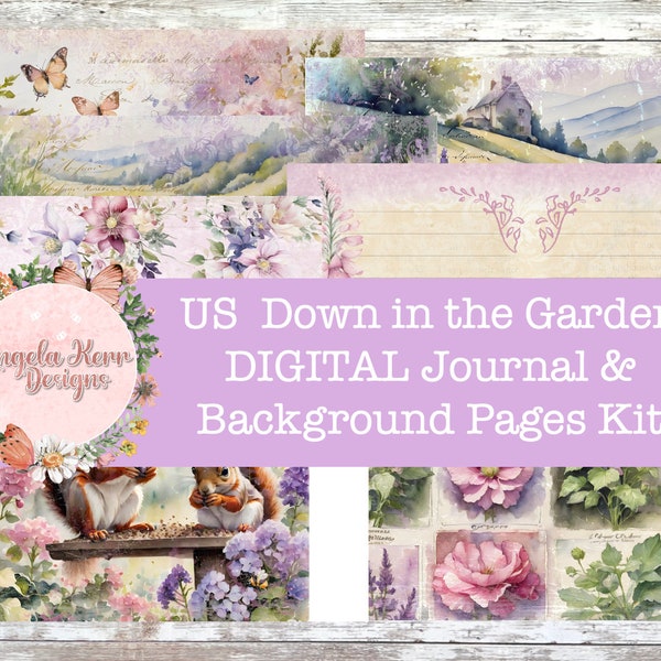 US LETTER - Down in the Garden Digital Journal & Background Pages Kit!