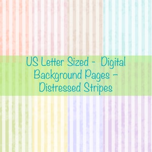 US Letter Size - Background pages - Distressed Stripes Journal Sheets