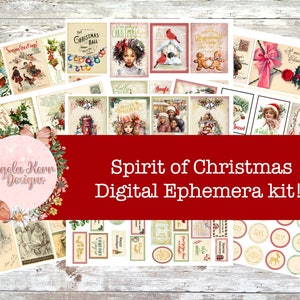 Spirit of Christmas Ephemera & Sentiments DIGITAL Kit