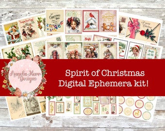 Spirit of Christmas Ephemera & Sentiments DIGITAL Kit