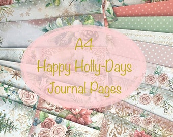 Pages du kit de journal numérique Happy Holly-Days A4