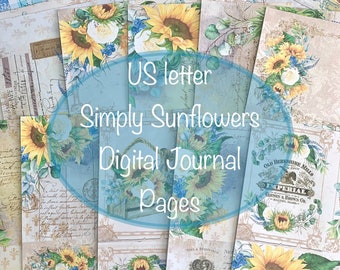 US Letter Simply Sunflowers Digital Journal Pages!