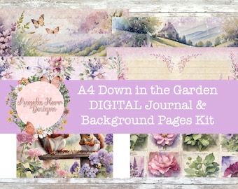 A4 - Journal numérique Down in the Garden et kit de pages d'arrière-plan !