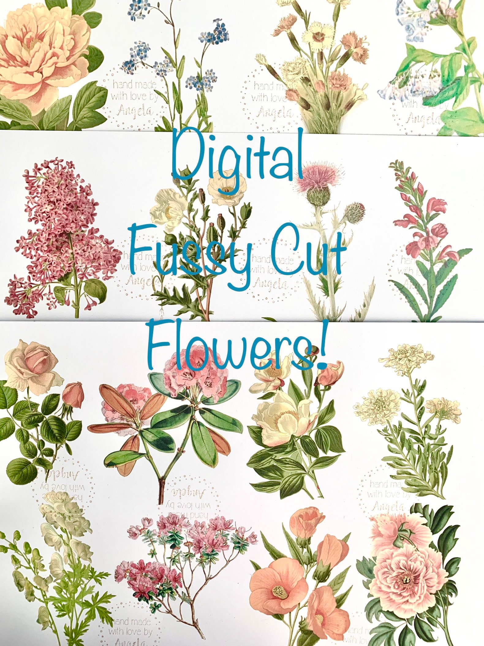Digital Fussy Cut Flowers - Etsy UK