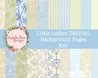 US & A4 SIZE - Little Ladies DIGITAL Background Pages