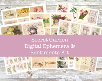 Secret Garden DIGITAL Ephemera & Sentiments Kit!