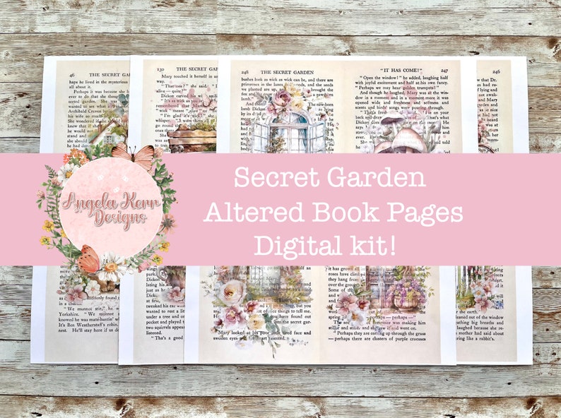 Secret Garden Altered Book Pages Digital Kit image 1