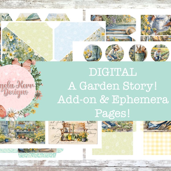 Een Garden Story DIGITALE add-on en ephemera-kit