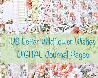 US Letter Wildflower Wishes DIGITAL Journal Pages Kit