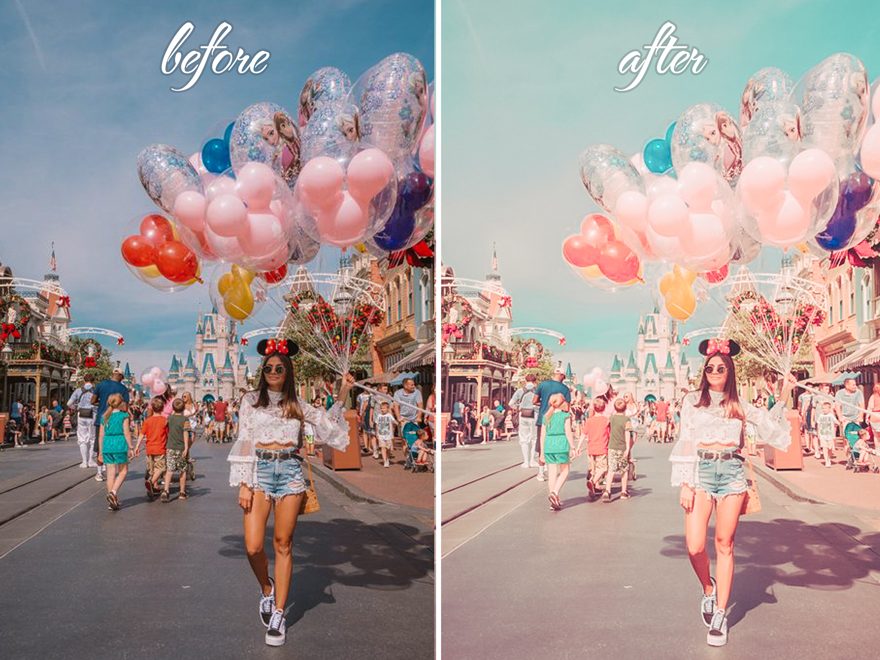 10 Lightroom Mobile Presets Disneyland Sweet Pink Travel | Etsy