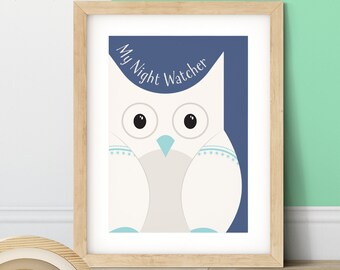 Owl Printable Poster, Owl Wall Art, Baby Room Decor, Nursery Wall Art, Cute Owl Print, Kids Printable Art, Owl Nursery Decor