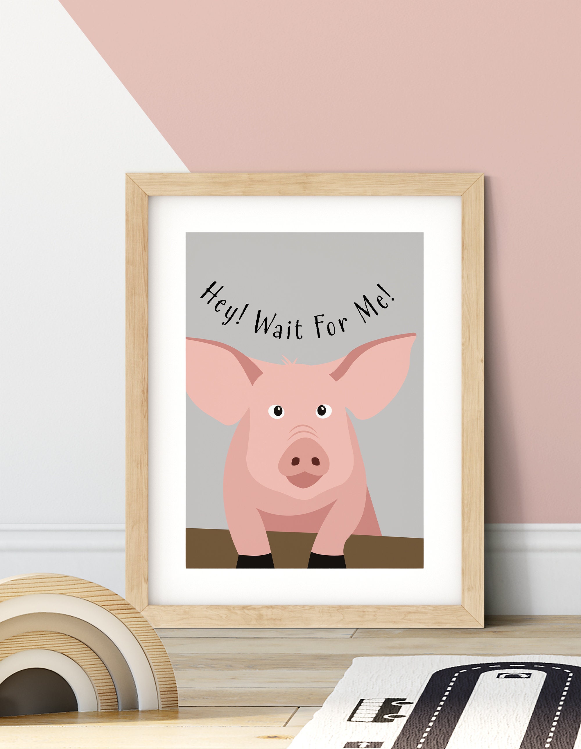 Set of 3 Farm Animal Posters, Funny Nursery Wall Art, Cow Poster, Pig