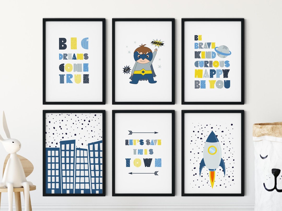 Superhero Prints Set of 6 Nursery Prints Superhero Posters - Etsy