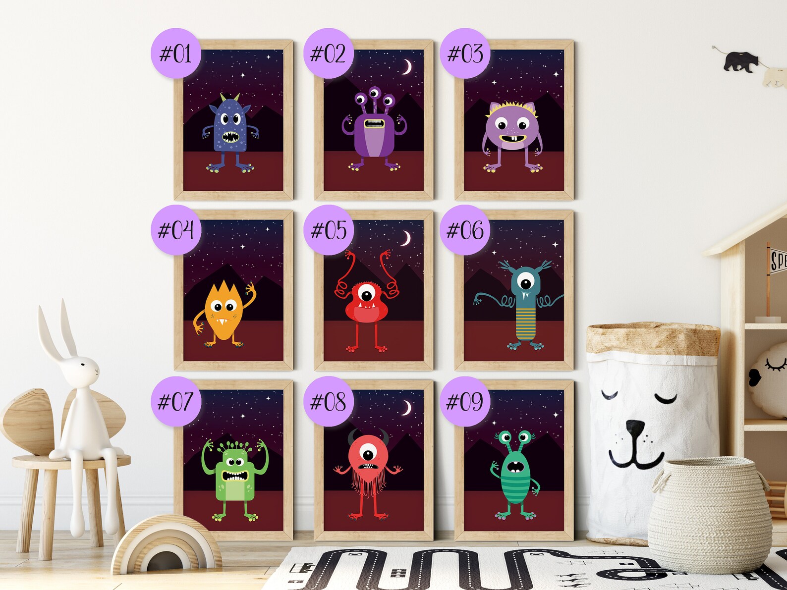 Funny Monster Print Monster Wall Art Decoración de Etsy España