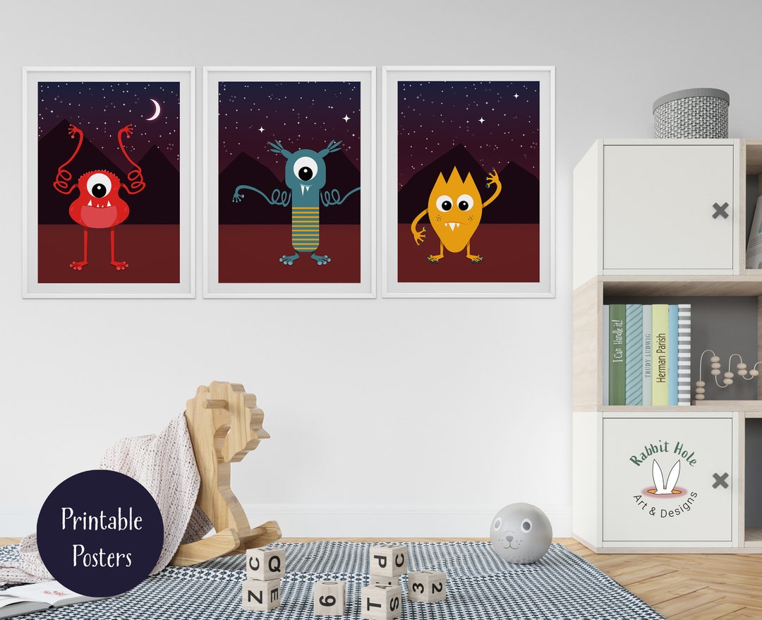 Monster Prints Monster Wall Art Monster Nursery Little Etsy