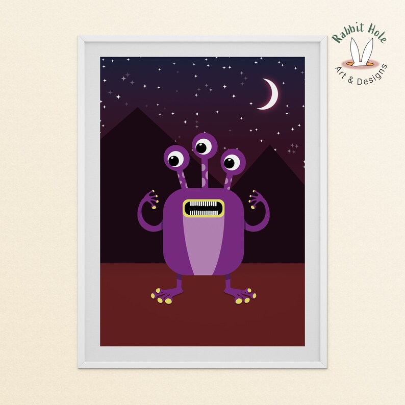 Monster Print Kids Posters Monster Wall Art Cute Monster Etsy