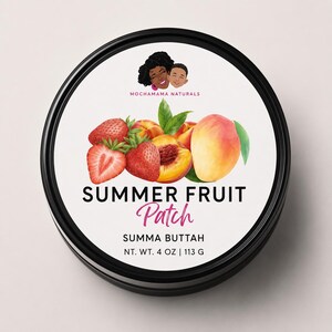 Summer Fruit Patch Body Butter – Strawberry, Peach, Mango Lightweight Cream (4 oz)