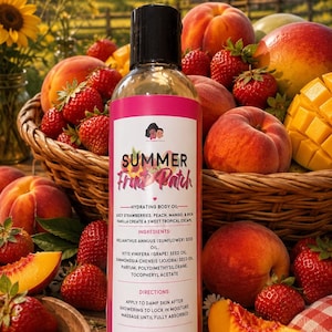 Summer Fruit Patch Body Oil | Fruity Hydrating Body Oil | Peach Mango Strawberry Scent | Summer Glow Oil | Lightweight Moisturizer
