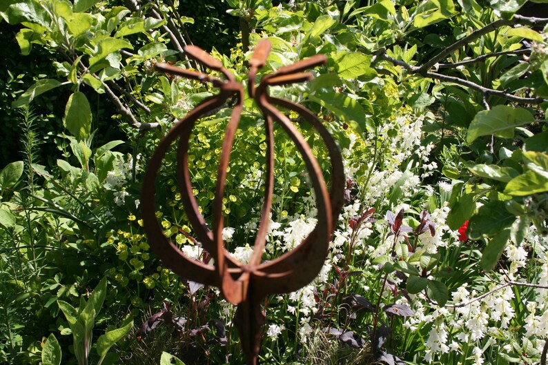 Rusted Metal Plant Support Poppy Stake Rusted Garden Art Etsy UK