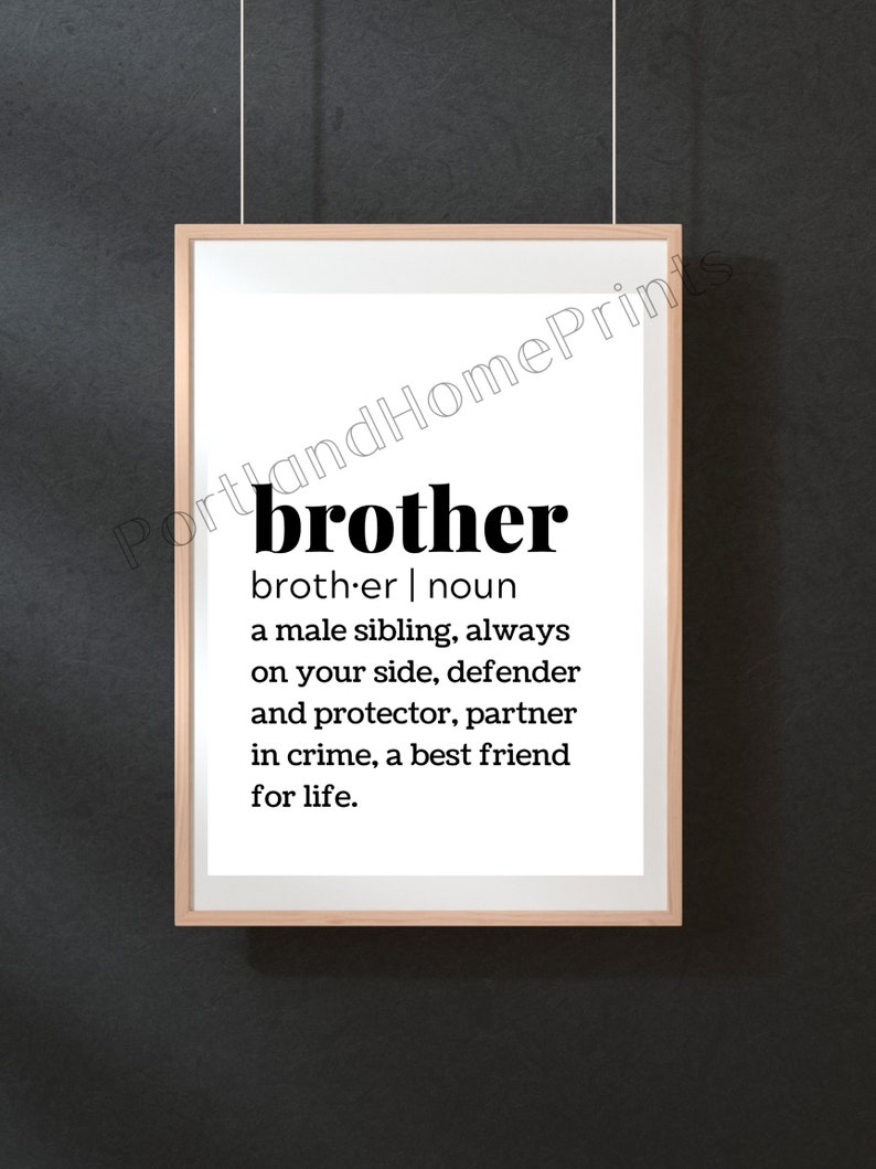Brother & Sister Definition Wall Art Printable Digital Etsy