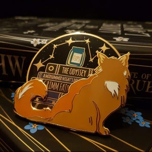 Books Feed The Mind, Tips Feed The Cat - The Invisible Life Of Addie LaRue - Bookish Enamel Pin - Animal Companions - Gift For Readers