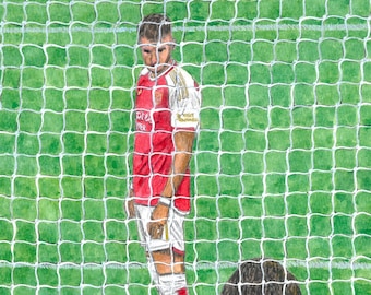 BEN WHITE v CHELSEA - Arsenal Player - A4 Print By Ruth Beck