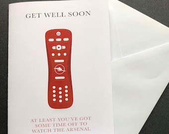 GET WELL SOON - Arsenal Themed A6 Blank card & envelope