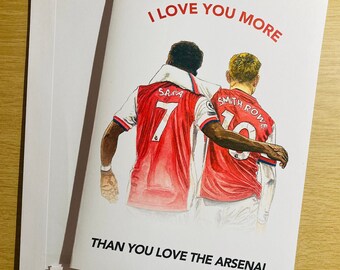 ARSENAL VALENTINES CARD - Saka & Smith-Rowe Theme - A5 card and envelope